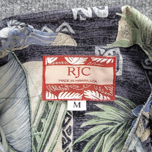 RJC‎ Hawaiian Shirt Mens Medium Floral Button Up Short Sleeve Tropical Turtle - Picture 6 of 7
